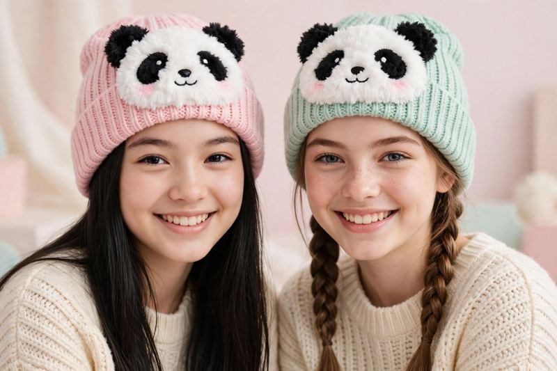 Panda Beanie — Fluffy Face