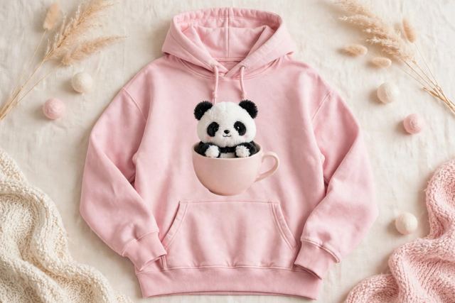 Cuppa Panda Hoodie — Pink
